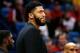NEW ORLEANS, LOUISIANA - JANUARY 30: Injured Anthony Davis #23 of the New Orleans Pelicans reacts during the first half against the Denver Nuggets at the Smoothie King Center on January 30, 2019 in New Orleans, Louisiana. NOTE TO USER: User expressly acknowledges and agrees that, by downloading and or using this photograph, User is consenting to the terms and conditions of the Getty Images License Agreement. (Photo by Jonathan Bachman/Getty Images)