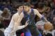 Dallas Mavericks' Luka Doncic (77), from Slovenia, drives past Cleveland Cavaliers' Cedi Osman (16), from Turkey, in the first half of an NBA basketball game, Saturday, Feb. 2, 2019, in Cleveland. (AP Photo/Tony Dejak)
