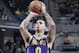 INDIANAPOLIS, IN - FEBRUARY 5: Kyle Kuzma #0 of the Los Angeles Lakers shoots a free throw during the game against the Indiana Pacers on February 5, 2019 at Bankers Life Fieldhouse in Indianapolis, Indiana. NOTE TO USER: User expressly acknowledges and agrees that, by downloading and or using this Photograph, user is consenting to the terms and conditions of the Getty Images License Agreement. Mandatory Copyright Notice: Copyright 2019 NBAE (Photo by Ron Hoskins/NBAE via Getty Images)