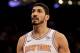 NEW YORK, NEW YORK - JANUARY 30: Enes Kanter #00 of the New York Knicks looks on in the third quarter against the Dallas Mavericks at Madison Square Garden on January 30, 2019 in New York City.NOTE TO USER: User expressly acknowledges and agrees that, by downloading and or using this photograph, User is consenting to the terms and conditions of the Getty Images License Agreement. (Photo by Elsa/Getty Images)