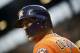 Houston Astros' Carlos Correa prepares for an at-bat in the first baseball game of a doubleheader against the Baltimore Orioles, Saturday, Sept. 29, 2018, in Baltimore. (AP Photo/Patrick Semansky)