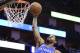 Oklahoma City Thunder forward Paul George dunks during the first half of an NBA basketball game against the Houston Rockets, Saturday, Feb. 9, 2019, in Houston. (AP Photo/Eric Christian Smith)