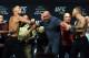 LAS VEGAS, NV - AUGUST 19: UFC President Dana White (C) separates mixed martial artist Nate Diaz (L) and UFC featherweight champion Conor McGregor (R) as they face off during their weigh-in for UFC 202 at MGM Grand Conference Center on August 19, 2016 in Las Vegas, Nevada. The fighters will meet in a welterweight rematch on August 20, 2016, at T-Mobile Arena in Las Vegas. (Photo by Ethan Miller/Getty Images)