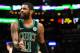 BOSTON, MA - FEBRUARY 9: Kyrie Irving #11 of the Boston Celtics disputes a call during the game against the Los Angeles Clippers at TD Garden on February 9, 2019 in Boston, Massachusetts. NOTE TO USER: User expressly acknowledges and agrees that, by downloading and or using this photograph, User is consenting to the terms and conditions of the Getty Images License Agreement. (Photo by Kathryn Riley/Getty Images)