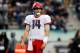 BIRMINGHAM, ALABAMA - FEBRUARY 10: Christian Hackenberg #14 of Memphis Express looks to the sideline during an Alliance of American Football game against the Birmingham Iron at Legion Field on February 10, 2019 in Birmingham, Alabama. (Photo by Kevin C. Cox/AAF/Getty Images)