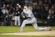 Cleveland Indians starting pitcher Corey Kluber delivers against the Chicago White Sox during the fifth inning of a baseball game, Monday, Sept. 24, 2018, in Chicago. (AP Photo/Kamil Krzaczynski)