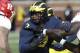 Michigan defensive lineman Rashan Gary goes up against the Rutgers offensive line during the first half of an NCAA college football game, Saturday, Oct. 28, 2017, in Ann Arbor, Mich. (AP Photo/Carlos Osorio)