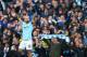 MANCHESTER, ENGLAND - FEBRUARY 10: Sergio Aguero of Manchester City celebrates after scoring the second goal during the Premier League match between Manchester City and Chelsea FC at Etihad Stadium on February 10, 2019 in Manchester, United Kingdom. (Photo by Alex Livesey - Danehouse/Getty Images)