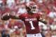 Oklahoma quarterback Kyler Murray (1) throws a pass against Texas during the first half of an NCAA college football game at the Cotton Bowl, Saturday, Oct. 6, 2018, in Dallas. (AP Photo/Cooper Neill)