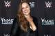 IMAGE DISTRIBUTED FOR WWE - Ronda Rousey celebrates the Mae Young Classic at the Thomas & Mack Center on Tuesday, Sept. 12, 2017, in Las Vegas. (Bizuayehu Tesfaye/AP Images for WWE)