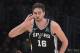 San Antonio Spurs center Pau Gasol, of Spain, gestures after hitting a three point shot during the first half of an NBA basketball game against the Los Angeles Lakers Monday, Oct. 22, 2018, in Los Angeles. (AP Photo/Mark J. Terrill)