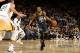 OAKLAND, CA - FEBRUARY 12: Kevin Durant #35 of the Golden State Warriors handles the ball against the Utah Jazz on February 12, 2019 at ORACLE Arena in Oakland, California. NOTE TO USER: User expressly acknowledges and agrees that, by downloading and or using this photograph, user is consenting to the terms and conditions of Getty Images License Agreement. Mandatory Copyright Notice: Copyright 2019 NBAE (Photo by Noah Graham/NBAE via Getty Images)