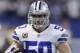 Dallas Cowboys outside linebacker Sean Lee makes a catch before an NFL football game between the Indianapolis Colts and the Dallas Cowboys, Sunday, Dec. 16, 2018, in Indianapolis. (AP Photo/Michael Conroy)