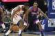 Houston Rockets' James Harden, left, dribbles as Minnesota Timberwolves' Jeff Teague defends in the first half of an NBA basketball game, Wednesday, Feb. 13, 2019, in Minneapolis. (AP Photo/Jim Mone)