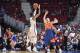 CLEVELAND, OH - FEBRUARY 13: D'Angelo Russell #1 of the Brooklyn Nets shoots a three pointer against the Cleveland Cavaliers on February 13, 2019 at Quicken Loans Arena in Cleveland, Ohio. NOTE TO USER: User expressly acknowledges and agrees that, by downloading and/or using this Photograph, user is consenting to the terms and conditions of the Getty Images License Agreement. Mandatory Copyright Notice: Copyright 2019 NBAE (Photo by David Liam Kyle/NBAE via Getty Images)