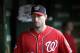 Washington Nationals starting pitcher Max Scherzer walks to the field from the dugout before a baseball game against the Chicago Cubs, Sunday, Aug. 12, 2018, in Chicago. (AP Photo/Nam Y. Huh)