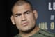 Cain Velasquez attends a UFC 200 mixed martial arts news conference, Wednesday, July 6, 2016, in Las Vegas. UFC 200 is scheduled for Saturday in Las Vegas. (AP Photo/John Locher)