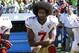 San Francisco 49ers' Colin Kaepernick kneels during the national anthem before an NFL football game against the Seattle Seahawks, Sunday, Sept. 25, 2016, in Seattle. (AP Photo/Ted S. Warren)
