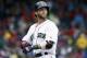 Boston Red Sox's Dustin Pedroia walks to the dugout after his pop out during the fourth inning of an interleague baseball game against the Atlanta Braves, Sunday, May 27, 2018, in Boston. (AP Photo/Michael Dwyer)