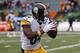 Pittsburgh Steelers wide receiver Antonio Brown practices before an NFL football game against the Cincinnati Bengals, Sunday, Oct. 14, 2018, in Cincinnati. (AP Photo/Gary Landers)