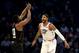 CHARLOTTE, NORTH CAROLINA - FEBRUARY 17: Paul George #13 of the Oklahoma City Thunder and Team Giannis defends James Harden #13 of the Houston Rockets and Team LeBron in the second quarter during the NBA All-Star game as part of the 2019 NBA All-Star Weekend at Spectrum Center on February 17, 2019 in Charlotte, North Carolina. NOTE TO USER: User expressly acknowledges and agrees that, by downloading and/or using this photograph, user is consenting to the terms and conditions of the Getty Images License Agreement. (Photo by Streeter Lecka/Getty Images)