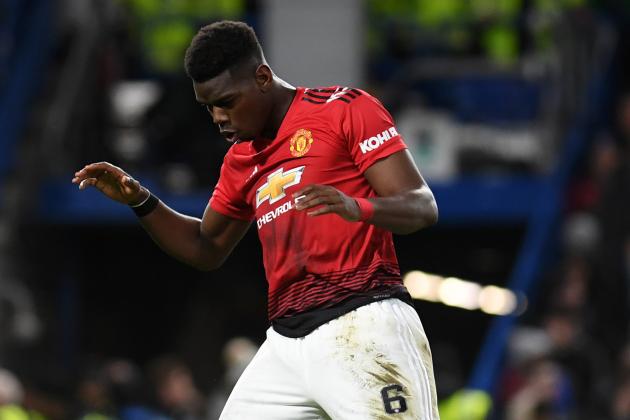 LONDON, ENGLAND - FEBRUARY 18:  Paul Pogba of Manchester United celebrates as he scores his team's second goal  during the FA Cup Fifth Round match between Chelsea and Manchester United at Stamford Bridge on February 18, 2019 in London, United Kingdom. (Photo by Michael Regan/Getty Images)