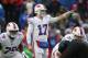 BUFFALO, NY - NOVEMBER 25: Josh Allen #17 of the Buffalo Bills calls an audible during NFL game action against the Jacksonville Jaguars at New Era Field on November 25, 2018 in Buffalo, New York. (Photo by Tom Szczerbowski/Getty Images)