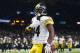 Pittsburgh Steelers wide receiver Antonio Brown (84) celebrates sho touchdown reception in the second half of an NFL football game against the New Orleans Saints in New Orleans, Sunday, Dec. 23, 2018. (AP Photo/Butch Dill)