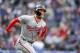 DENVER, CO - SEPTEMBER 30: Bryce Harper #34 of the Washington Nationals runs out a ninth inning double against the Colorado Rockies at Coors Field on September 30, 2018 in Denver, Colorado. (Photo by Dustin Bradford/Getty Images)