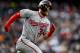 DENVER, CO - SEPTEMBER 30: Bryce Harper #34 of the Washington Nationals runs out a ninth inning double against the Colorado Rockies at Coors Field on September 30, 2018 in Denver, Colorado. (Photo by Dustin Bradford/Getty Images)