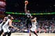ATLANTA, GA - FEBRUARY 22: Reggie Jackson #1 of the Detroit Pistons shoots the ball against the Atlanta Hawks on February 22, 2019 at State Farm Arena in Atlanta, Georgia. NOTE TO USER: User expressly acknowledges and agrees that, by downloading and/or using this Photograph, user is consenting to the terms and conditions of the Getty Images License Agreement. Mandatory Copyright Notice: Copyright 2019 NBAE (Photo by Scott Cunningham/NBAE via Getty Images)