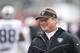 Oakland Raiders head coach Jon Gruden works the field during practice before an NFL football game against the Cincinnati Bengals, Sunday, Dec. 16, 2018, in Cincinnati. (AP Photo/Gary Landers)