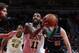 CHICAGO, IL - FEBRUARY 23: Kyrie Irving #11 of the Boston Celtics drives to the basket against the Chicago Bulls on February 23, 2019 at United Center in Chicago, Illinois. NOTE TO USER: User expressly acknowledges and agrees that, by downloading and or using this photograph, User is consenting to the terms and conditions of the Getty Images License Agreement. Mandatory Copyright Notice: Copyright 2019 NBAE (Photo by Jeff Haynes/NBAE via Getty Images)