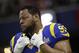 Los Angeles Rams' Ndamukong Suh (93) warms up before the NFL Super Bowl 53 football game between the Los Angeles Rams and the New England Patriots Sunday, Feb. 3, 2019, in Atlanta. (AP Photo/Patrick Semansky)