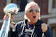 BOSTON, MASSACHUSETTS - FEBRUARY 05: (EDITOR'S NOTE: Alternate crop.) Patriots ownder Robert Kraft celebrates on Cambridge street during the New England Patriots Victory Parade on February 05, 2019 in Boston, Massachusetts. (Photo by Maddie Meyer/Getty Images)