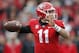 Georgia quarterback Jake Fromm (11) looks to pass during the first half of an NCAA college football game against Georgia Tech Saturday, Nov. 24, 2018, in Athens, Ga. (AP Photo/John Bazemore)