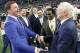 Dallas Cowboys owner Jerry Jones, right, speaks with former NFL player Jason Witten before the first half of an NFL football game between the Dallas Cowboys and the Tennessee Titans, Monday, Nov. 5, 2018, in Arlington, Texas. (AP Photo/Ron Jenkins)