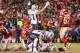 KANSAS CITY, MISSOURI - JANUARY 20: Rex Burkhead #34 of the New England Patriots celebrates with James Develin #46 after scoring the game-winning touchdown to defeat the Kansas City Chiefs in overtime during the AFC Championship Game at Arrowhead Stadium on January 20, 2019 in Kansas City, Missouri. The Patriots defeated the Chiefs 37-31. (Photo by David Eulitt/Getty Images)
