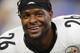 Pittsburgh Steelers running back Le'Veon Bell (26) smiles during an NFL football game against the Detroit Lions in Detroit, Sunday, Oct. 29, 2017. Pittsburgh won 20-15. (AP Photo/Paul Sancya)