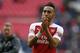 Arsenal's Gabonese striker Pierre-Emerick Aubameyang reacts on the pitch after the English Premier League football match between Tottenham Hotspur and Arsenal at Wembley Stadium in London, on March 2, 2019. - The game finished 1-1. (Photo by Ian KINGTON / AFP) / RESTRICTED TO EDITORIAL USE. No use with unauthorized audio, video, data, fixture lists, club/league logos or 'live' services. Online in-match use limited to 120 images. An additional 40 images may be used in extra time. No video emulation. Social media in-match use limited to 120 images. An additional 40 images may be used in extra time. No use in betting publications, games or single club/league/player publications. / (Photo credit should read IAN KINGTON/AFP/Getty Images)