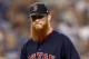 LOS ANGELES, CA - OCTOBER 26: Craig Kimbrel #46 of the Boston Red Sox reacts after retiring the side in the ninth inning against the Los Angeles Dodgers in Game Three of the 2018 World Series at Dodger Stadium on October 26, 2018 in Los Angeles, California. (Photo by Ezra Shaw/Getty Images)