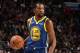 PHILADELPHIA, PA - MARCH 2: Kevin Durant #35 of the Golden State Warriors handles the ball against the Philadelphia 76ers on March 2, 2019 at the Wells Fargo Center in Philadelphia, Pennsylvania. NOTE TO USER: User expressly acknowledges and agrees that, by downloading and/or using this photograph, user is consenting to the terms and conditions of the Getty Images License Agreement. Mandatory Copyright Notice: Copyright 2019 NBAE (Photo by David Dow/NBAE via Getty Images)
