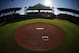 This is the view from behind the pitcher's mound at McKechnie Field, spring training home of the Pittsburgh Pirates in Bradenton, Fla., Monday, Feb. 10, 2014. (AP Photo/Gene J. Puskar)