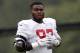 Atlanta Falcons defensive tackle Grady Jarrett (97) is shown during their NFL football training camp practice Thursday Aug. 2, 2018 in Flowery Branch, Ga. (AP Photo/John Bazemore)