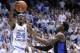 Kenny Williams (24) from North Carolina goes to basket while Duke's RJ Barrett defends during the first half of an NCAA college basketball game in Chapel Hill, NS on Saturday 9 March 2019. (AP Photo / Gerry Broome)