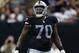 NEW ORLEANS, LA - SEPTEMBER 11: Kelechi Osemele #70 of the Oakland Raiders lines up during a game at Mercedes-Benz Superdome on September 11, 2016 in New Orleans, Louisiana. (Photo by Jonathan Bachman/Getty Images)