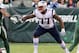 EAST RUTHERFORD, NJ - NOVEMBER 25: (NEW YORK DAILIES OUT) Trent Brown #77 of the New England Patriots in action against the New York Jets on November 25, 2018 at MetLife Stadium in East Rutherford, New Jersey. The Patriots defeated the Jets 27-13. (Photo by Jim McIsaac/Getty Images)
