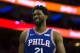PHILADELPHIA, PA - JANUARY 15: Joel Embiid #21 of the Philadelphia 76ers smiles against the Minnesota Timberwolves at the Wells Fargo Center on January 15, 2019 in Philadelphia, Pennsylvania. NOTE TO USER: User expressly acknowledges and agrees that, by downloading and or using this photograph, User is consenting to the terms and conditions of the Getty Images License Agreement. (Photo by Mitchell Leff/Getty Images)