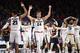 LAS VEGAS, NEVADA - MARCH 11: Rui Hachimura #21 and Corey Kispert #24 of the Gonzaga Bulldogs celebrate during a semifinal game of the West Coast Conference basketball tournament against the Pepperdine Waves at the Orleans Arena on March 11, 2019 in Las Vegas, Nevada. The Bulldogs defeated the Waves 100-74. (Photo by Ethan Miller/Getty Images)