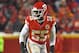 KANSAS CITY, MO - JANUARY 12: Outside linebacker Dee Ford #55 of the Kansas City Chiefs gets set on defense against the Indianapolis Colts during the second half of the AFC Divisional Round playoff game at Arrowhead Stadium on January 12, 2019 in Kansas City, Missouri. (Photo by Peter G. Aiken/Getty Images)